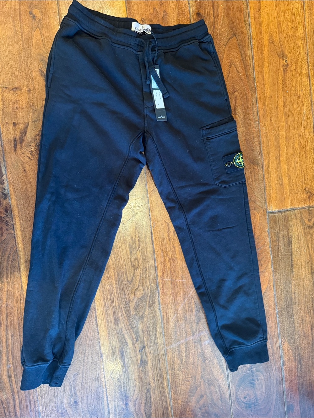 Stone Island Black Jogger Pants with Compass Badge